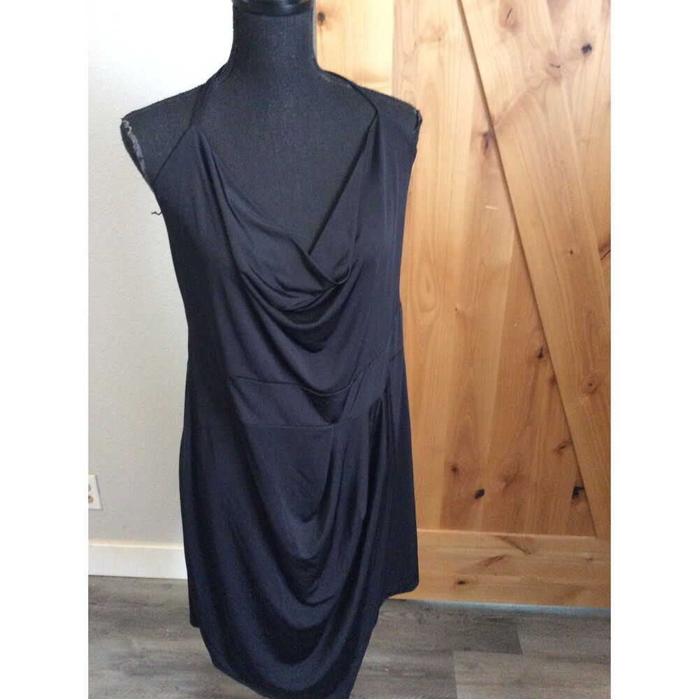 New NWT Black Front Drop Dress Spaghetti Straps Size 18